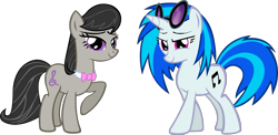Size: 2133x1044 | Tagged: safe, artist:vector-brony, character:dj pon-3, character:octavia melody, character:vinyl scratch, species:earth pony, species:pony, species:unicorn, bow tie, cutie mark, female, hooves, horn, mare, simple background, smiling, sunglasses, transparent background, vector