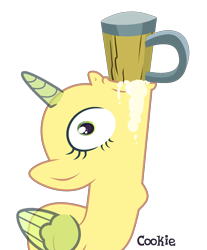 Size: 1492x1800 | Tagged: safe, artist:lazuli, oc, oc only, species:alicorn, species:pony, alcohol, alicorn oc, base, beer, drinking, eyelashes, gulp, horn, mouth hold, mug, simple background, solo, throat bulge, transparent background, wings