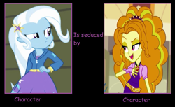 Size: 1115x683 | Tagged: safe, artist:themexicanpunisher, character:adagio dazzle, character:trixie, ship:triagio, my little pony:equestria girls, female, lesbian, meme, shipping