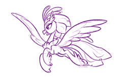Size: 1500x915 | Tagged: safe, artist:dawnfire, character:queen novo, species:hippogriff, g4, my little pony: the movie (2017), female, sketch, solo