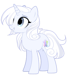 Size: 2323x2581 | Tagged: safe, artist:lazuli, oc, oc only, species:pony, species:unicorn, hair over one eye, horn, simple background, smiling, solo, transparent background, unicorn oc