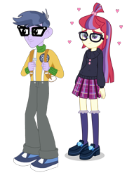 Size: 2000x2760 | Tagged: safe, artist:skyfallerart, artist:xebck, edit, character:microchips, character:moondancer, my little pony:equestria girls, clothing, crack shipping, crystal prep academy uniform, equestria girls-ified, female, heart, male, moonchips, school uniform, shipping, simple background, straight, transparent background, vector