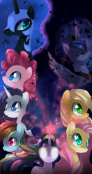 Size: 900x1700 | Tagged: dead source, safe, artist:loyaldis, character:applejack, character:fluttershy, character:nightmare moon, character:pinkie pie, character:princess luna, character:rainbow dash, character:rarity, character:twilight sparkle