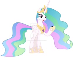 Size: 1600x1274 | Tagged: safe, artist:frownfactory, artist:princesslunayay, character:princess celestia, species:alicorn, species:pony, deviantart watermark, female, giant alicorn, giant pony, giant/tiny, giantess, giantlestia, helicopter, hoof shoes, jewelry, macro, macro/micro, mare, micro, necklace, obtrusive watermark, regalia, simple background, size difference, solo, tiny, watermark, white background