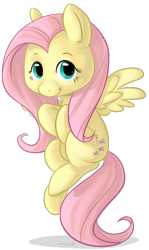 Size: 515x865 | Tagged: safe, artist:php27, character:fluttershy, species:pegasus, species:pony, female, hooves to the chest, looking at you, mare, simple background, smiling, solo, spread wings, three quarter view, transparent background, wings