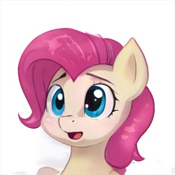 Size: 1024x1024 | Tagged: safe, ai model:thisponydoesnotexist, oc, species:earth pony, species:pony, artificial intelligence, bust, neural network, not fluttershy, simple background, white background
