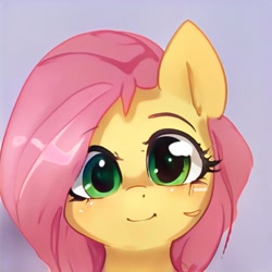 Size: 1024x1024 | Tagged: safe, ai model:thisponydoesnotexist, species:pony, artificial intelligence, bust, female, neural network, not fluttershy, scar, simple background, solo