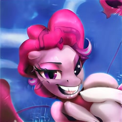 Size: 1024x1024 | Tagged: safe, ai model:thisponydoesnotexist, oc, species:pony, creepy, creepy smile, neural network, not pinkie pie, smiling, solo