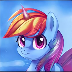Size: 1024x1024 | Tagged: safe, ai model:thisponydoesnotexist, oc, species:pony, species:unicorn, accidentally a canon character, neural network, not rainbow dash, solo