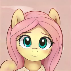 Size: 1024x1024 | Tagged: safe, ai model:thisponydoesnotexist, edit, editor:diego96, species:pegasus, species:pony, accidentally a canon character, artificial intelligence, cute, female, neural network, not fluttershy, shyabetes, simple background, solo