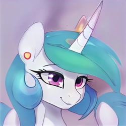 Size: 1024x1024 | Tagged: safe, ai model:thisponydoesnotexist, character:princess celestia, ear piercing, earring, jewelry, neural network, piercing