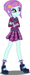Size: 2021x5000 | Tagged: safe, artist:xebck, character:sunny flare, equestria girls:friendship games, g4, my little pony: equestria girls, my little pony:equestria girls, absurd resolution, bow tie, clothing, crossed arms, crystal prep academy, crystal prep academy uniform, crystal prep shadowbolts, eyeshadow, female, makeup, pleated skirt, raised eyebrow, school uniform, simple background, skirt, solo, transparent background, vector