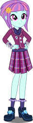 Size: 1440x5316 | Tagged: dead source, safe, artist:xebck, edit, editor:slayerbvc, character:sunny flare, equestria girls:friendship games, g4, my little pony: equestria girls, my little pony:equestria girls, absurd resolution, bow tie, clothing, crystal prep academy, crystal prep academy uniform, crystal prep shadowbolts, female, hand on hip, no makeup edit, pleated skirt, school uniform, simple background, skirt, solo, transparent background, vector, vector edit, wristband