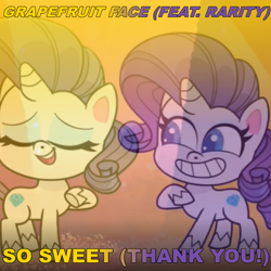 Size: 2000x2000 | Tagged: safe, artist:grapefruitface1, character:rarity, species:pony, species:unicorn, my little pony:pony life, double pony, gradient background, happy, ponidox, self ponidox, single cover, smiling, song