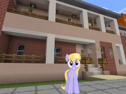 Size: 2048x1536 | Tagged: safe, artist:bluemeganium, artist:topsangtheman, character:cloud kicker, species:pegasus, species:pony, female, house, looking at you, minecraft, solo