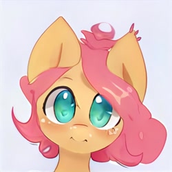 Size: 1024x1024 | Tagged: safe, ai model:thisponydoesnotexist, oc, species:pony, bust, cute, female, mare, neural network, not fluttershy, short hair, simple background, solo