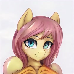 Size: 1024x1024 | Tagged: safe, ai model:thisponydoesnotexist, oc, species:pony, bust, female, mare, neural network, not fluttershy, simple background, solo