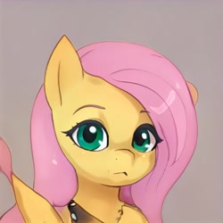 Size: 1024x1024 | Tagged: safe, ai model:thisponydoesnotexist, species:pegasus, species:pony, female, looking at you, mare, neural network, not fluttershy, simple background, solo, wingding eyes