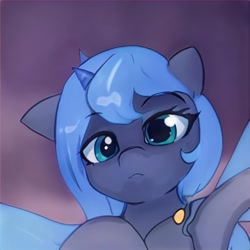 Size: 1024x1024 | Tagged: safe, ai model:thisponydoesnotexist, species:alicorn, species:pony, cute, female, filly, neural network, not luna, pouting, solo, younger