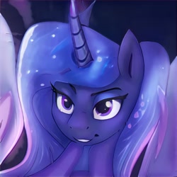 Size: 1024x1024 | Tagged: safe, ai model:thisponydoesnotexist, oc, species:alicorn, species:pony, bust, ethereal mane, female, galaxy mane, neural network, solo