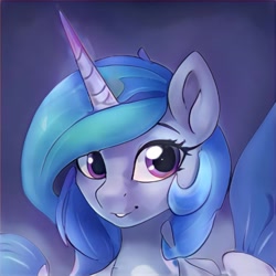 Size: 1024x1024 | Tagged: safe, ai model:thisponydoesnotexist, species:alicorn, species:pony, bust, female, horn, long horn, neural network, solo