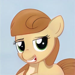 Size: 1024x1024 | Tagged: safe, ai model:thisponydoesnotexist, oc, oc:cream heart, species:earth pony, species:pony, female, neural network, simple background, smiling, solo