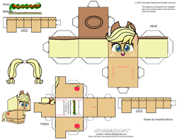 Size: 2979x2354 | Tagged: safe, artist:grapefruitface1, character:applejack, species:pony, my little pony:pony life, arts and crafts, clothing, craft, cubeecraft, female, papercraft, printable, template