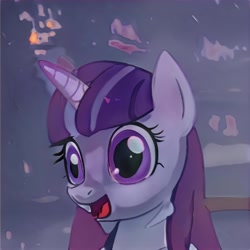 Size: 1024x1024 | Tagged: safe, ai model:thisponydoesnotexist, character:twilight sparkle, species:pony, species:unicorn, big eyes, female, magic, mare, neural network, open mouth, solo