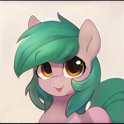 Size: 1024x1024 | Tagged: safe, ai model:thisponydoesnotexist, edit, oc, unnamed oc, species:earth pony, species:pony, artificial intelligence, blep, female, neural network, simple background, solo, tongue out