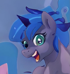 Size: 547x573 | Tagged: safe, ai model:thisponydoesnotexist, species:alicorn, species:pony, artificial intelligence, crazy face, faec, female, neural network, not luna, solo