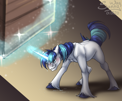 Size: 1200x1000 | Tagged: source needed, useless source url, safe, artist:sunny way, patreon reward, character:shining armor, species:pony, species:unicorn, box, cute, magic, male, muscles, patreon, solo, stallion, strong, sweat, wet