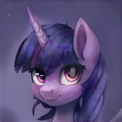 Size: 1024x1024 | Tagged: safe, ai model:thisponydoesnotexist, oc, species:pony, beautiful, bust, horn, look-alike, neural network, not twilight sparkle, portrait, solo