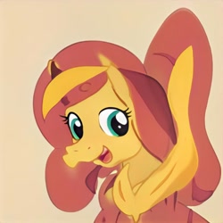 Size: 1024x1024 | Tagged: safe, ai model:thisponydoesnotexist, species:pony, deformed, derp, female, neural network, not sunset shimmer, solo, surreal, weird