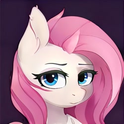Size: 1024x1024 | Tagged: safe, ai model:thisponydoesnotexist, oc, species:pony, bust, female, looking at you, mare, neural network, not fluttershy, portrait, simple background, solo
