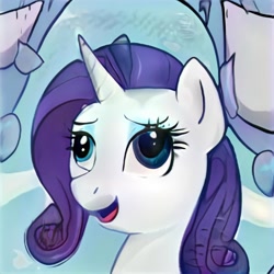 Size: 1024x1024 | Tagged: safe, ai model:thisponydoesnotexist, species:pony, species:unicorn, bust, derp, female, mare, neural network, not rarity, wat