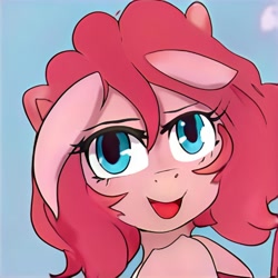 Size: 1024x1024 | Tagged: safe, ai model:thisponydoesnotexist, blue eyes, female, long ears, neural network, not pinkie pie, pink hair, solo, weird