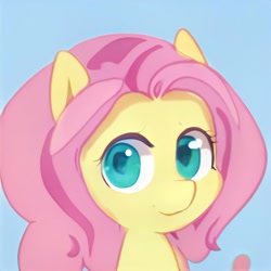 Size: 1024x1024 | Tagged: safe, ai model:thisponydoesnotexist, species:pony, artificial intelligence, bust, female, looking at you, neural network, not fluttershy, portrait, solo