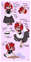Size: 800x1600 | Tagged: safe, artist:ipun, oc, oc only, oc:melissa, species:anthro, chess, chibi, clothing, cupcake, food, friendship cafe, maid, solo