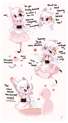 Size: 800x1434 | Tagged: safe, artist:ipun, oc, oc only, oc:snowberry, species:anthro, species:pegasus, species:pony, chibi, clothing, friendship cafe, maid, solo