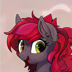 Size: 1024x1024 | Tagged: safe, ai model:thisponydoesnotexist, edit, oc, oc only, oc:ruby seed, species:bat pony, species:pony, artificial intelligence, fangs, female, neural network, solo