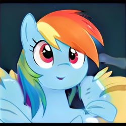 Size: 1024x1024 | Tagged: safe, ai model:thisponydoesnotexist, species:pony, artificial intelligence, bust, female, neural network, not rainbow dash, portrait, solo