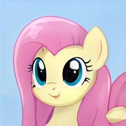 Size: 1024x1024 | Tagged: safe, ai model:thisponydoesnotexist, oc, oc only, species:pegasus, species:pony, artificial intelligence, blue background, female, mare, neural network, not fluttershy, open mouth, simple background, solo