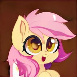 Size: 1024x1024 | Tagged: safe, ai model:thisponydoesnotexist, edit, oc, species:pegasus, species:pony, artificial intelligence, cute, female, filly, neural network, simple background, solo