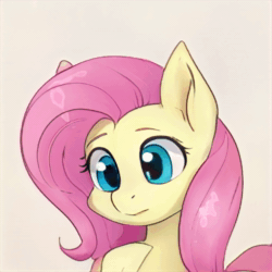 Size: 1024x1024 | Tagged: safe, ai model:thisponydoesnotexist, animated, female, looking at you, neural network, no sound, not fluttershy, solo, webm