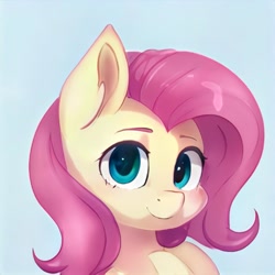 Size: 1024x1024 | Tagged: safe, ai model:thisponydoesnotexist, species:pony, artificial intelligence, bust, neural network, not fluttershy, portrait, simple background, smiling