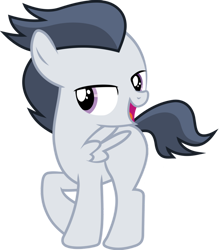Size: 836x956 | Tagged: safe, artist:frownfactory, edit, editor:undeadponysoldier, character:rumble, species:pegasus, species:pony, bedroom eyes, colt, cute, male, raised hoof, rumblebetes, simple background, solo, transparent background, vector, vector edit