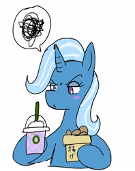 Size: 1761x2220 | Tagged: safe, artist:omegapony16, character:trixie, species:pony, species:unicorn, angry, blushing, digital art, female, frappuccino, japanese, solo, unicorn frappuccino