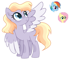 Size: 2975x2328 | Tagged: safe, artist:lazuli, artist:sapphiretwinkle, character:fluttershy, character:rainbow dash, oc, parent:fluttershy, parent:rainbow dash, parents:flutterdash, species:pegasus, species:pony, female, magical lesbian spawn, mare, offspring, simple background, transparent background
