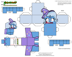 Size: 2979x2354 | Tagged: safe, artist:grapefruitface1, character:trixie, species:pony, species:unicorn, episode:friendship gems, g4.5, my little pony: pony life, my little pony:pony life, spoiler:pony life s01e17, arts and crafts, cape, clothing, craft, cubeecraft, female, hat, papercraft, printable, simple background, template, white background