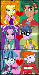 Size: 888x1696 | Tagged: safe, artist:shipper anon, artist:themexicanpunisher, edit, screencap, character:adagio dazzle, character:aria blaze, character:heath burns, character:microchips, character:sonata dusk, character:timber spruce, ship:ariachips, equestria girls:equestria girls, equestria girls:rainbow rocks, g4, my little pony: equestria girls, my little pony:equestria girls, background human, cropped, female, heath burns, heathdusk, male, shipping, shipping domino, straight, the dazzlings, timberdazzle